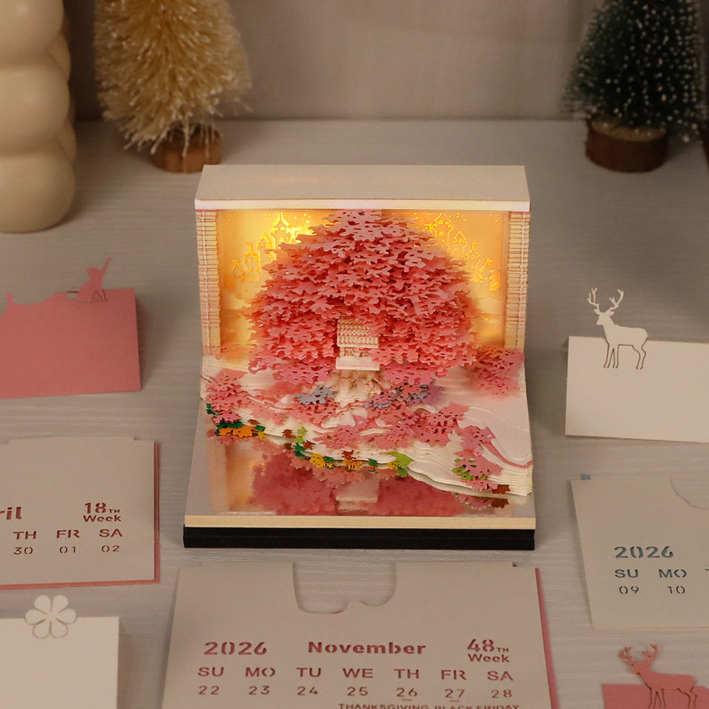 Maison de l'arbre Sakura (avec lumière et calendrier 2026)