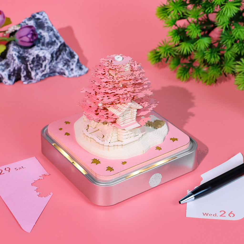 Arbre rose (avec lumière et calendrier 2026)