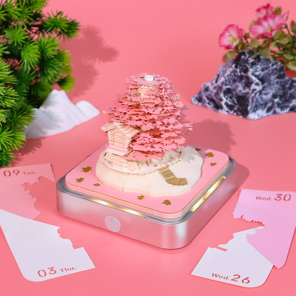 Arbre rose (avec lumière et calendrier 2026)