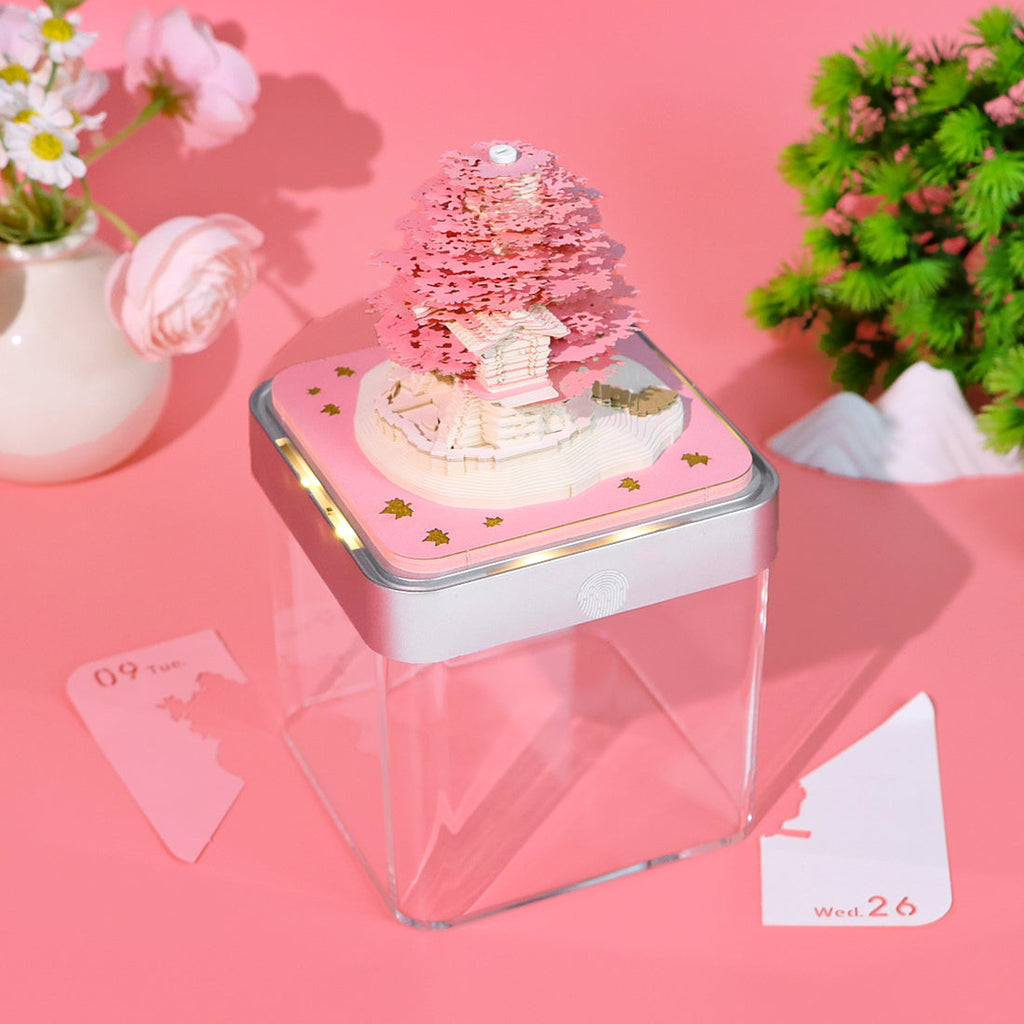 Arbre rose (avec lumière et calendrier 2026)