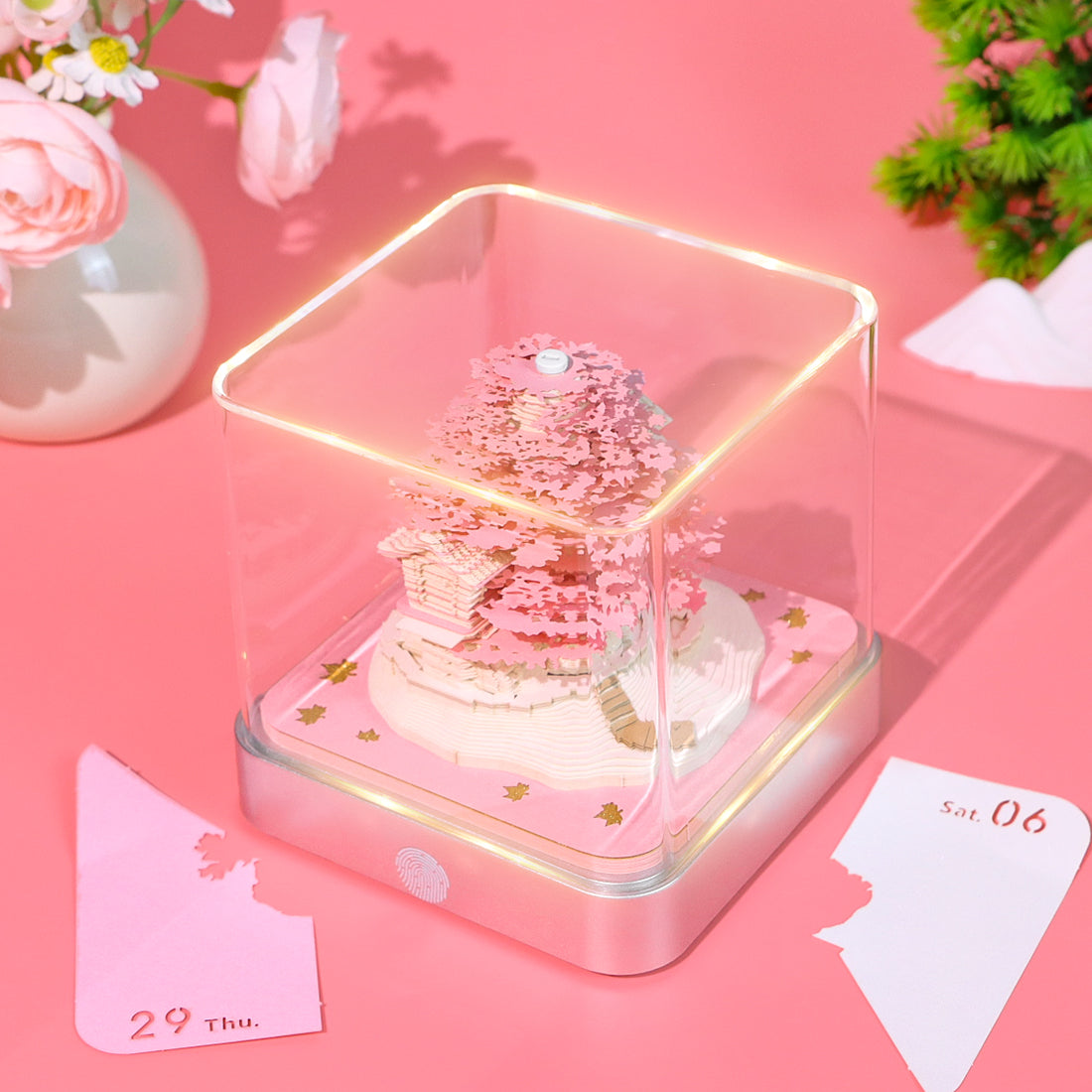 Arbre rose (avec lumière et calendrier 2026)