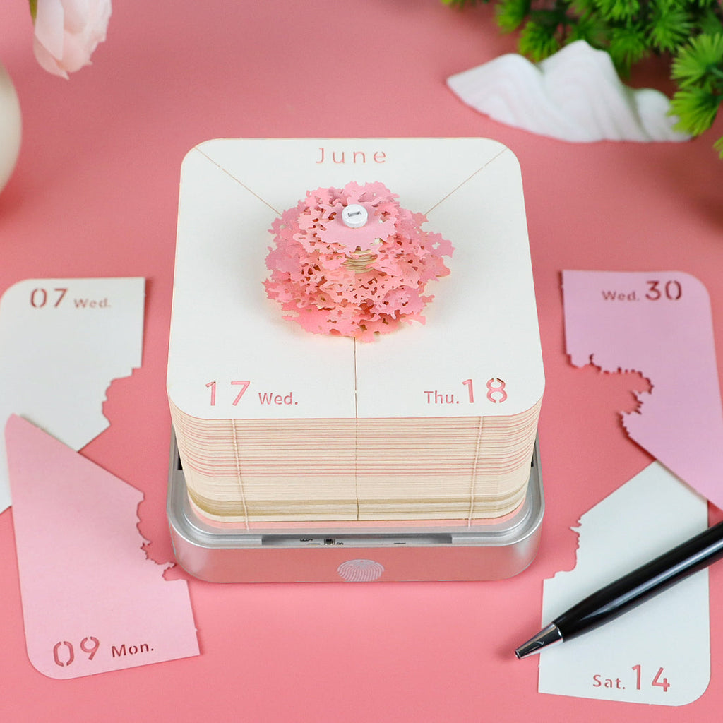 Arbre rose (avec lumière et calendrier 2026)